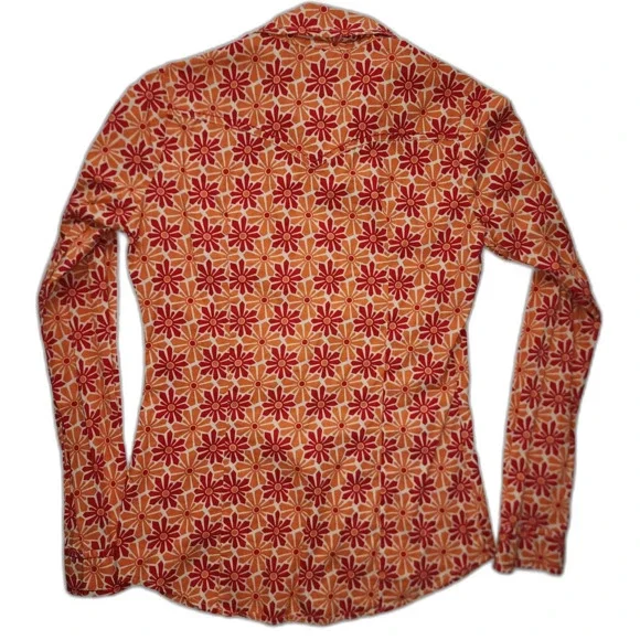 Roper Orange & Red Floral Button Down Western Shirt Size XS - Picture 2 of 8